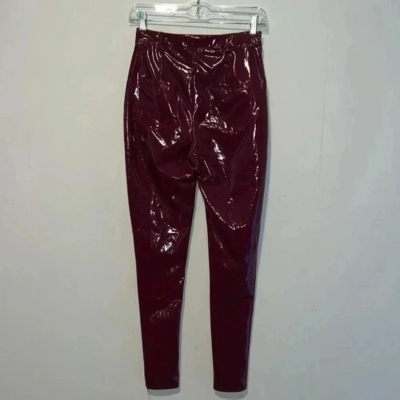 Misguided Burgundy Vinyl Pants J20 - Picture 2 of 5